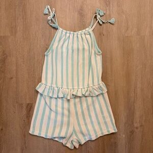 Vince Camuto Big Girls Size 10 Blue and White Jumpsuit with Nautical Stripes